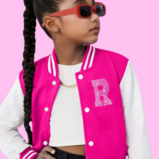 Girls Rhinestone Varsity Jacket