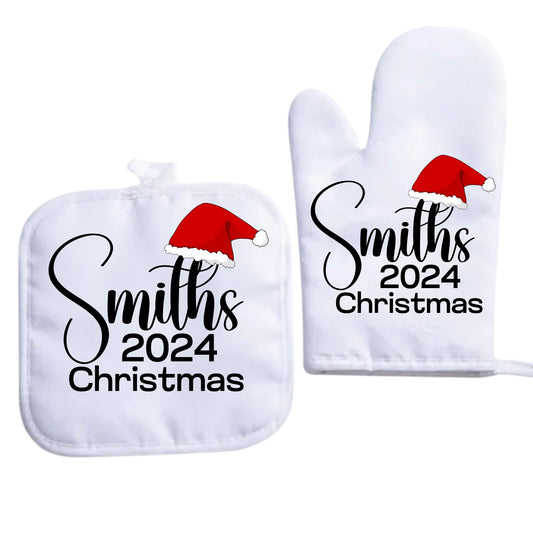 CUSTOM CHRISTMAS OVEN MITTEN SET