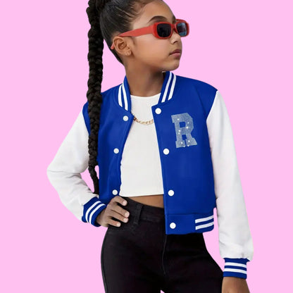 Girls Rhinestone Varsity Jacket