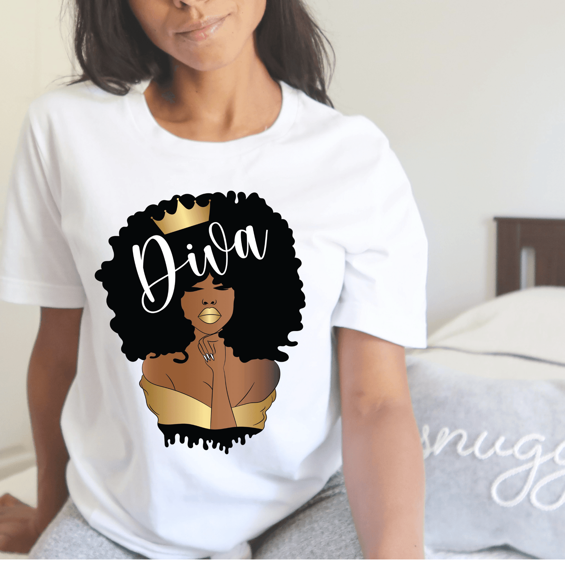 Golden Afro Womens Short Sleeve T Shirt - Creations4thePeople