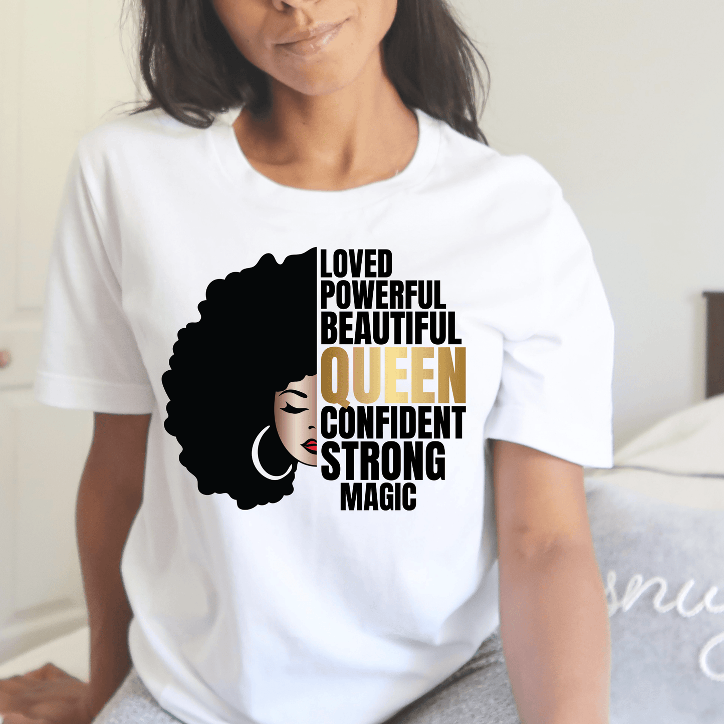 Gold Afro Text Women's Short Sleeve T-Shirt - Creations4thePeople