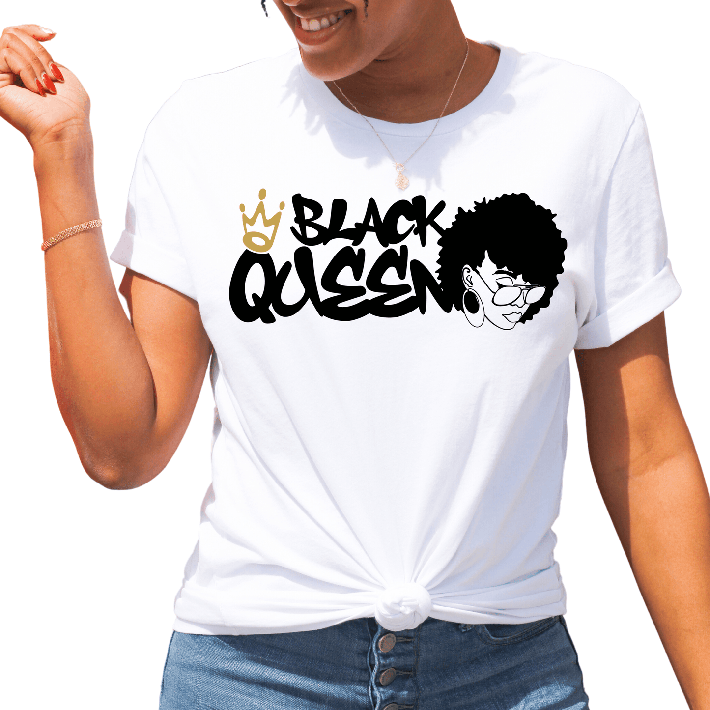 Black Queen Short Sleeve Womens T Shirt - Creations4thePeople