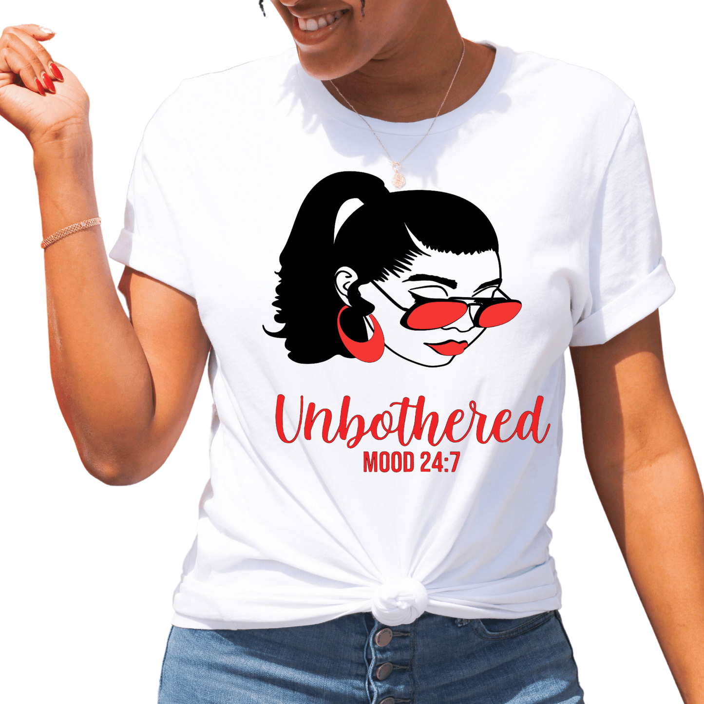 Black Girl Unbothered Short-Sleeve Womens T Shirt - Creations4thePeople